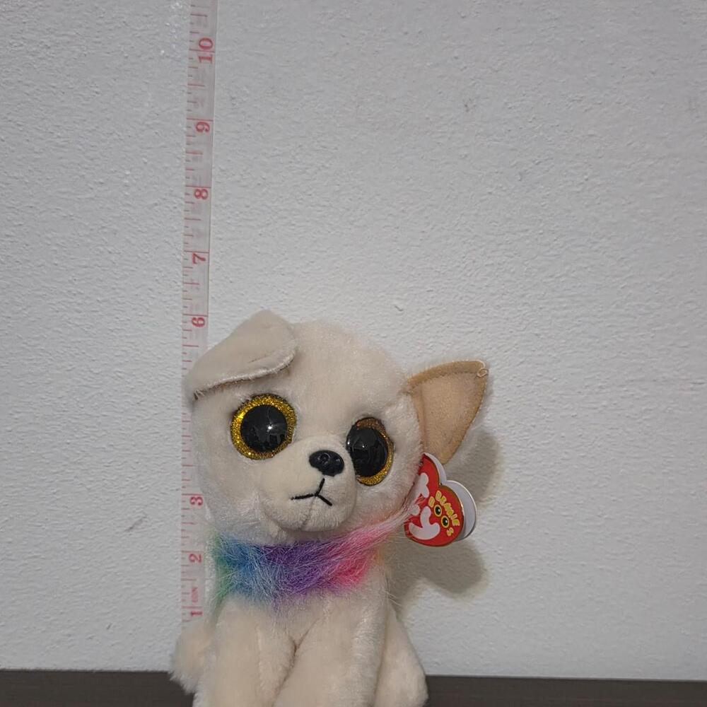 Ty Beanie Boo white chihuahua with rainbow scarf #beaniyboo #chihuahua